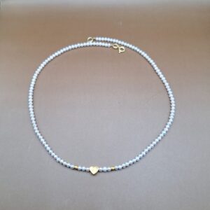 Colier cu perle mici si argint placat cu aur