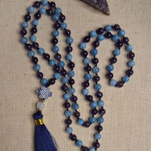 Mala ametist si cuart albastru 108 margele