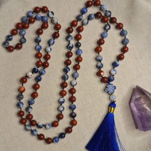 Mala sodalit si jasp rosu 108 margele