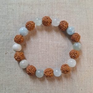 Bratara rudraksha si acvamarin