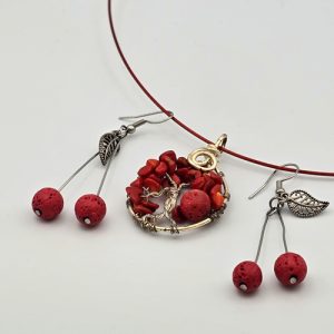 Cercei cirese din lava vulcanica parfumati inoxidabili