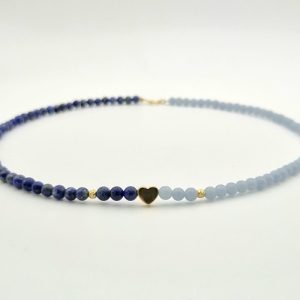 Colier lapis lazuli si angelit