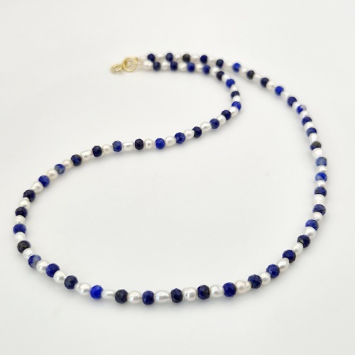 Colier lapis lazuli si perle 2 Colier lapis lazuli si perle