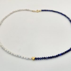Colier lapis lazuli si perle