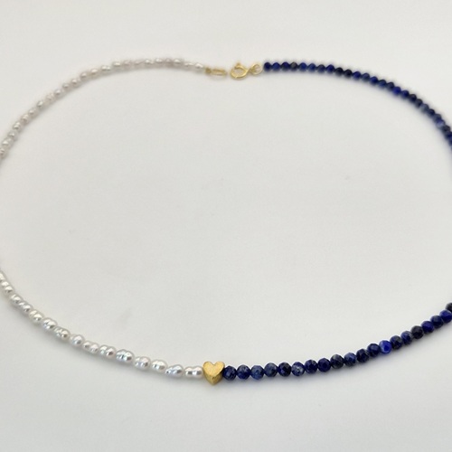 Colier lapis lazuli si perle 1 Colier lapis lazuli si perle