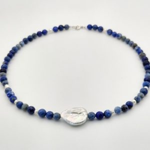 Colier Lapis Lazuli si Perle