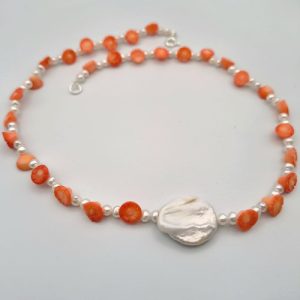 Colier perle si coral