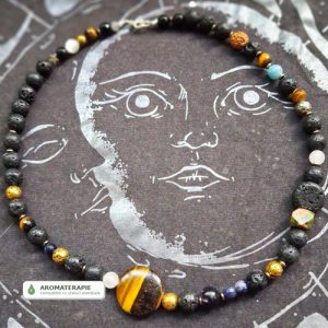 Colier Curaj Netarmurit Lava si Ochi de Tigru Colectia Universul Tau