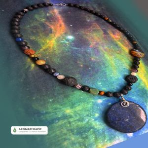 Colier Calauza de Lava Statement cu Lapis Lazuli Ochi de Tigru Ametist Colectia Univers