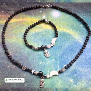 Set Colier si Bratara Ingerasul Meu Protector Lava Vulcanica Aromaterapie Univers