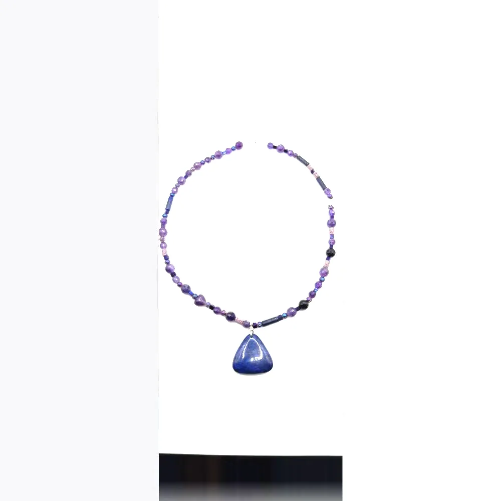 Colier ametist cu pandantiv lapis lazuli 2 Colier ametist cu lapis lazuli