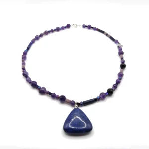 Colier ametist cu lapis lazuli – alt unghi