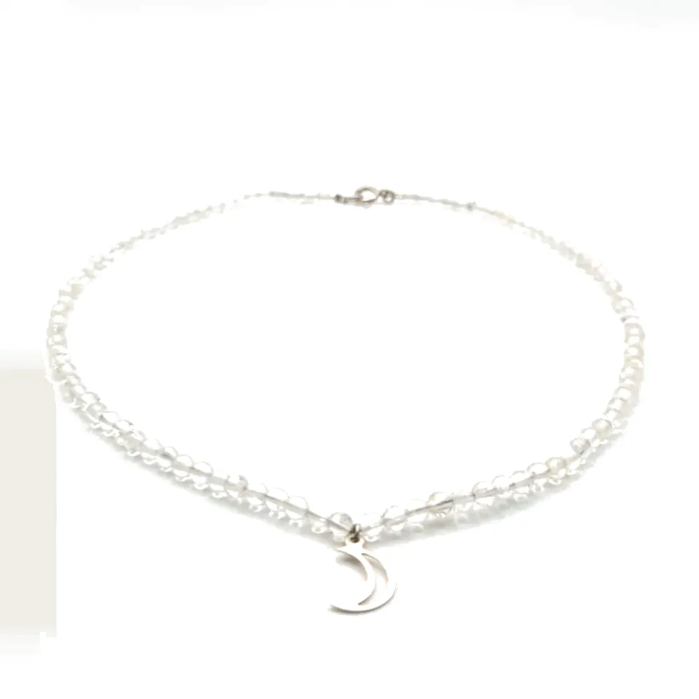 Colier cristal de stâncă cu semilună argintie 1 Colier cristal de stâncă cu lună