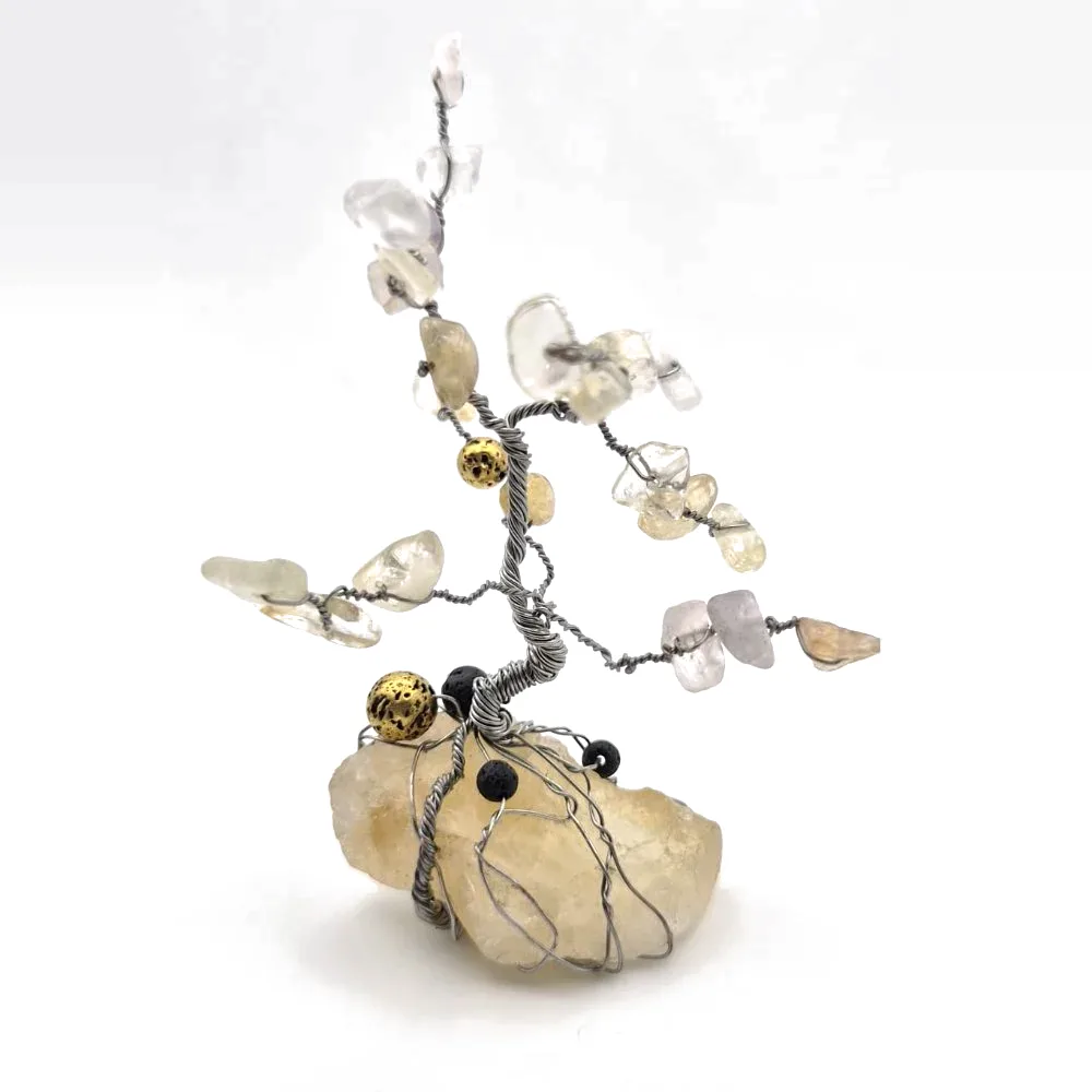 Copac feng shui din citrin și cristal de stâncă pe bază de citrin 2 Copac feng shui din citrin și cristal de stâncă – alt unghi